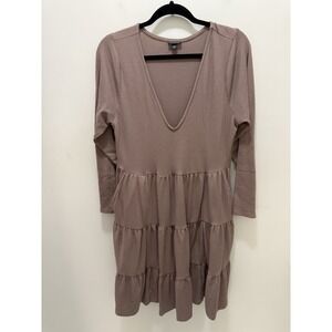 Torrid Mauve Waffle Knit Tiered Babydoll Mini Dress – Size 0